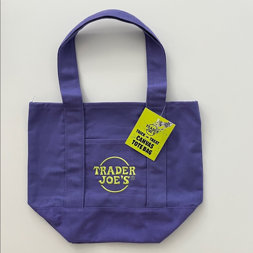Trader Joe's Mini Tote Bag Canvas Halloween Fall Limited Edition (Purple)